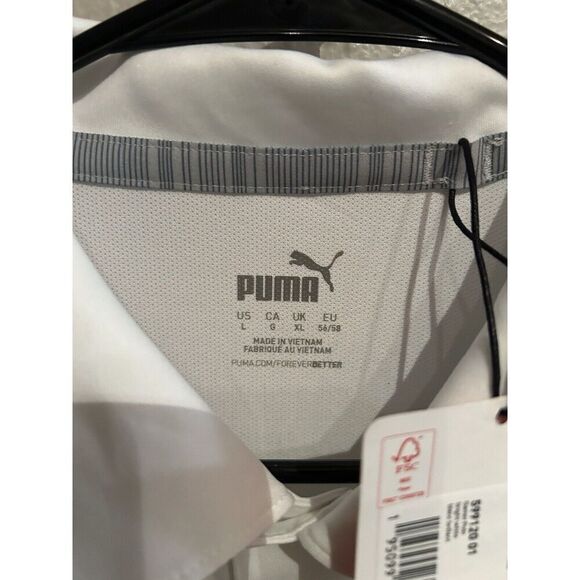 Puma Mens Large White Golf Polo Shirt Performance Stretch NWT - Picture 6 of 6